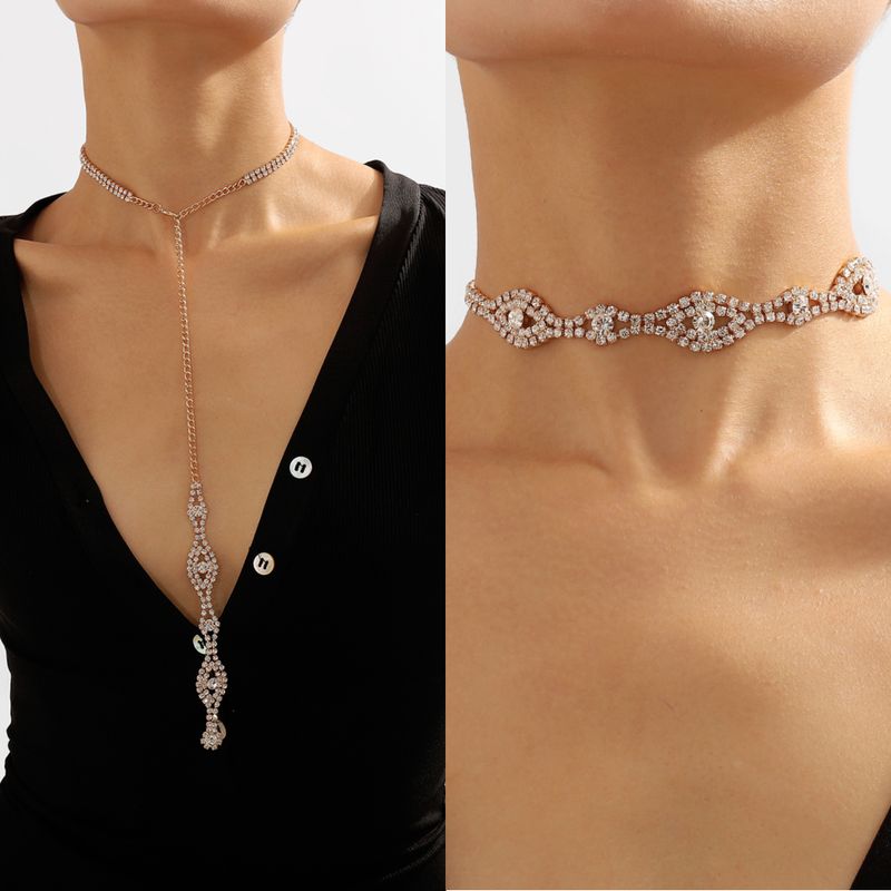 1 Piece Fashion Geometric Claw Chain Inlay Rhinestones Women's Necklace