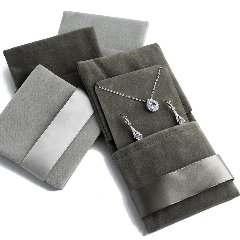 Retro Solid Color Flannel Jewelry Packaging Bags