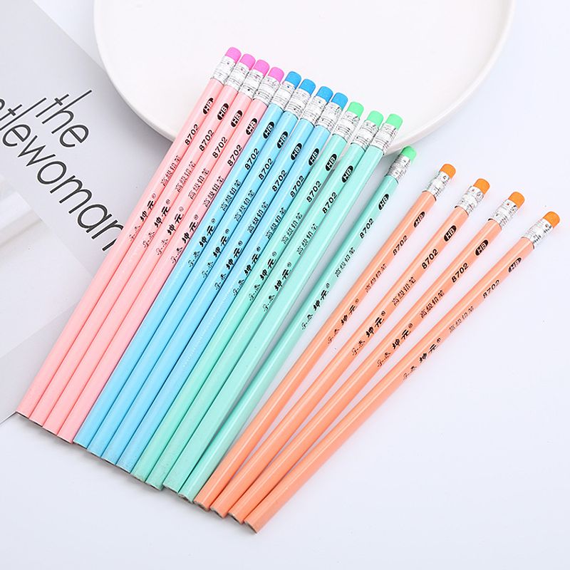 Cute Solid Color Macaron Triangle Pole Hb Pencil Student Creative Stationery Wholesale