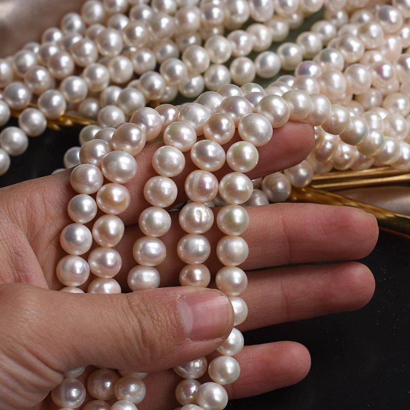 8mm Punch Natural Freshwater Pearl Wholesale Semi-finished Necklace Scattered Beads With Growth Pattern Walking Factory Direct Sales