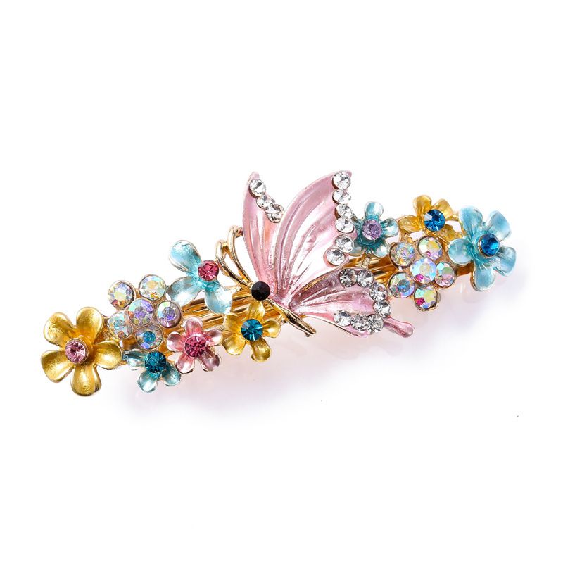 Retro Blume Schmetterling Legierung Inlay Künstliche Edelsteine Haarklammer 1 Stück