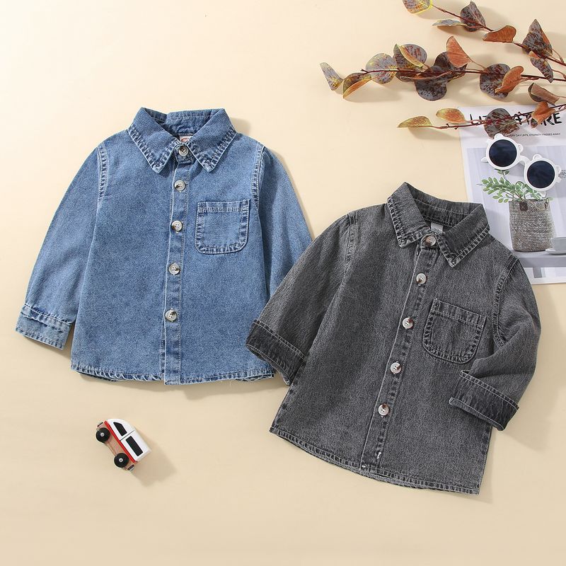 Fashion Solid Color Patchwork Cotton Boys Outerwear