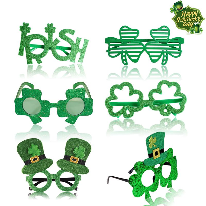 St. Patrick Shamrock Letter Plastic Party Costume Props Glasses 1 Piece