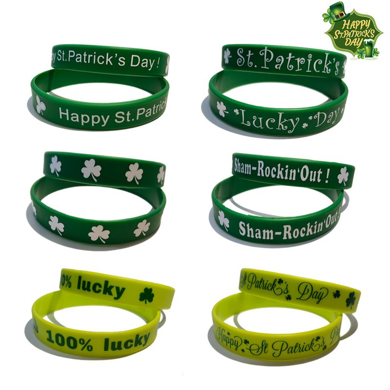 St. Patrick Shamrock Letter Plastic Silica Gel Party Wristband Costume Props 1 Piece