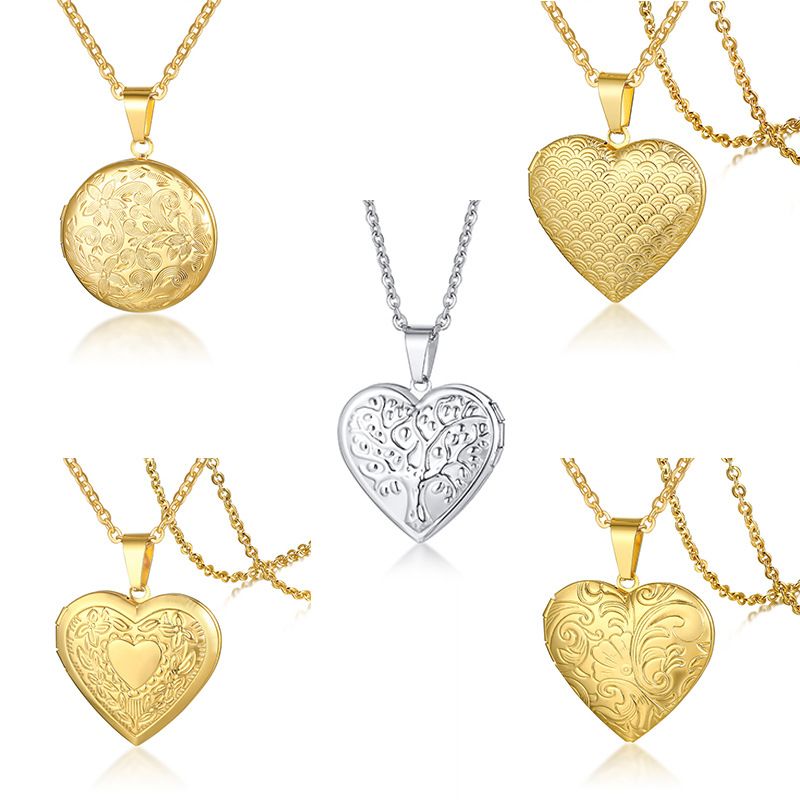 Stainless Steel Fashion Plating Heart Shape Letter Pendant Necklace