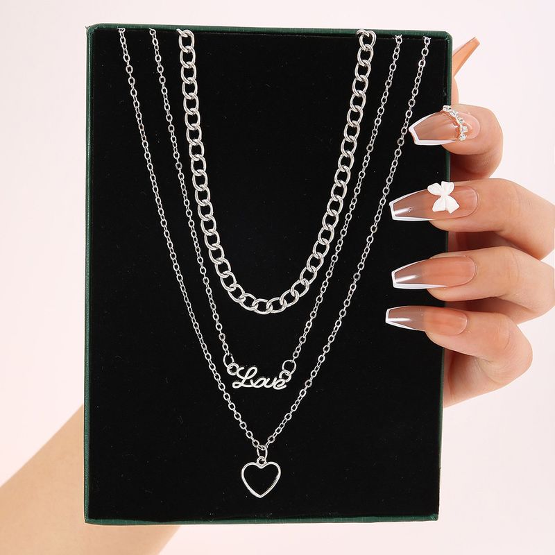 Simple Style Heart Shape Alloy Wholesale Layered Necklaces