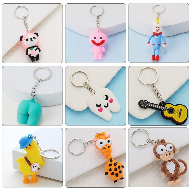 1 Piece Cute Simple Style Animal Cartoon Pvc Epoxy Bag Pendant Keychain