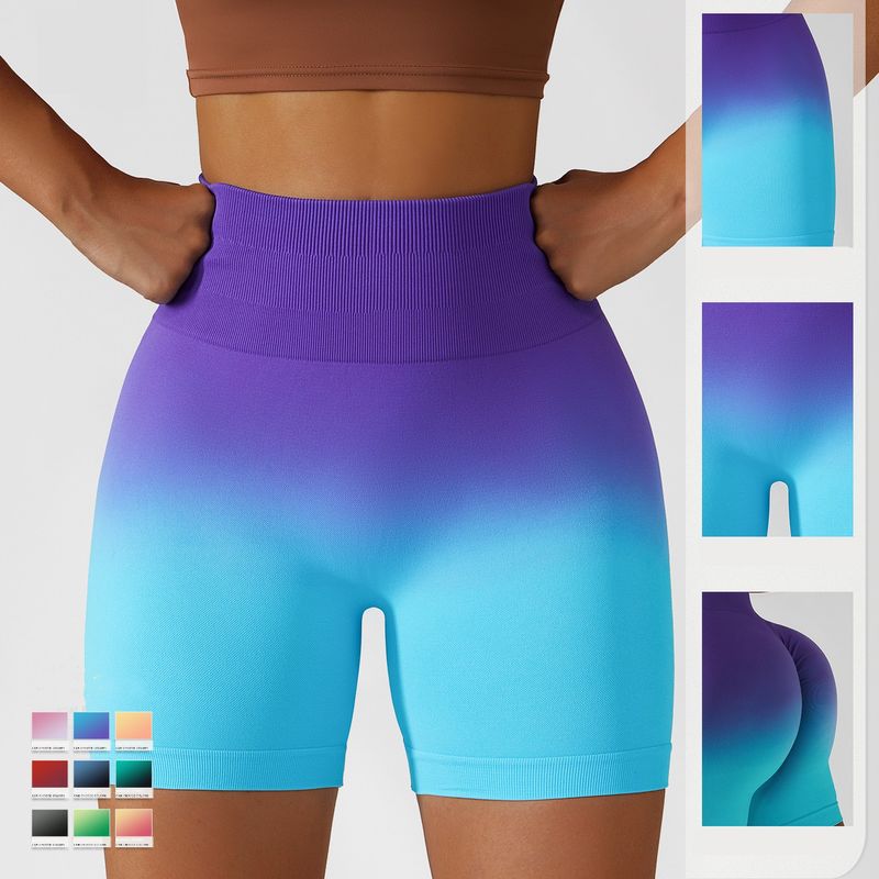 Sports Gradient Color Nylon Active Bottoms Shorts