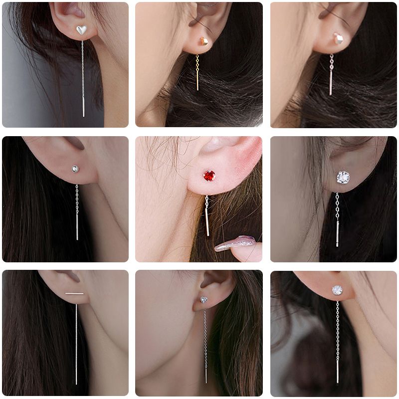 Style Simple Géométrique Le Cuivre Placage Zircon Ligne D'oreille 1 Paire