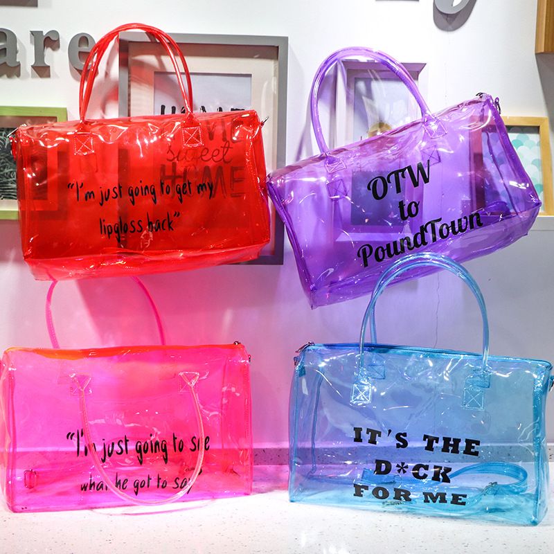 Unisex Fashion Letter Pvc Waterproof Travel Bags