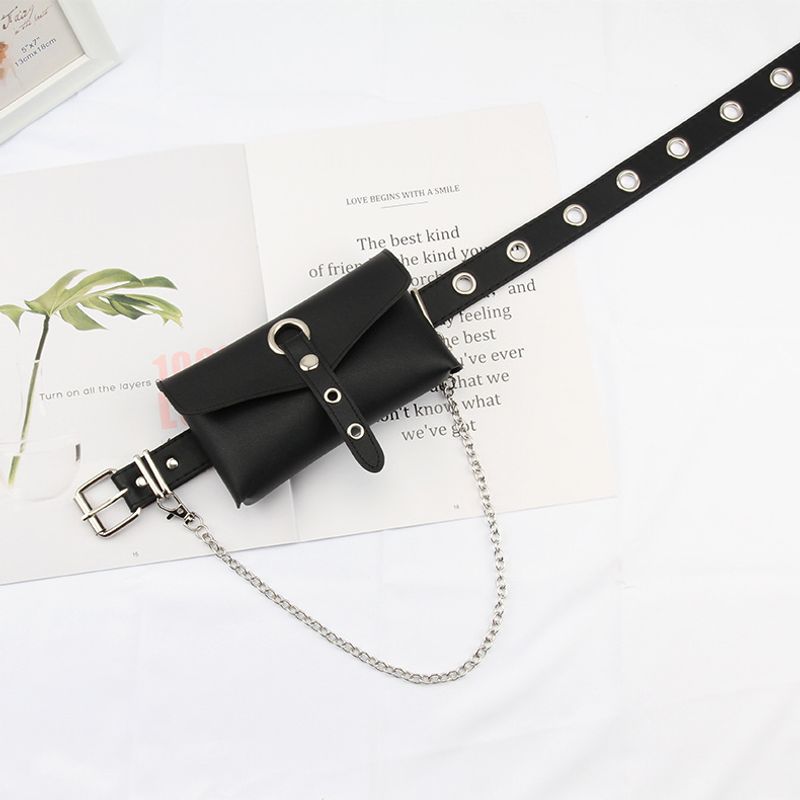 Casual Solid Color Pu Leather Chain Women's Leather Belts 1 Piece