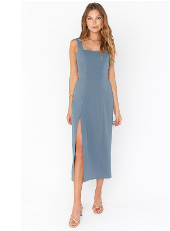 Women's A-line Skirt Elegant Collarless Thigh Slit Slit Backless Sleeveless Solid Color Midi Dress Daily