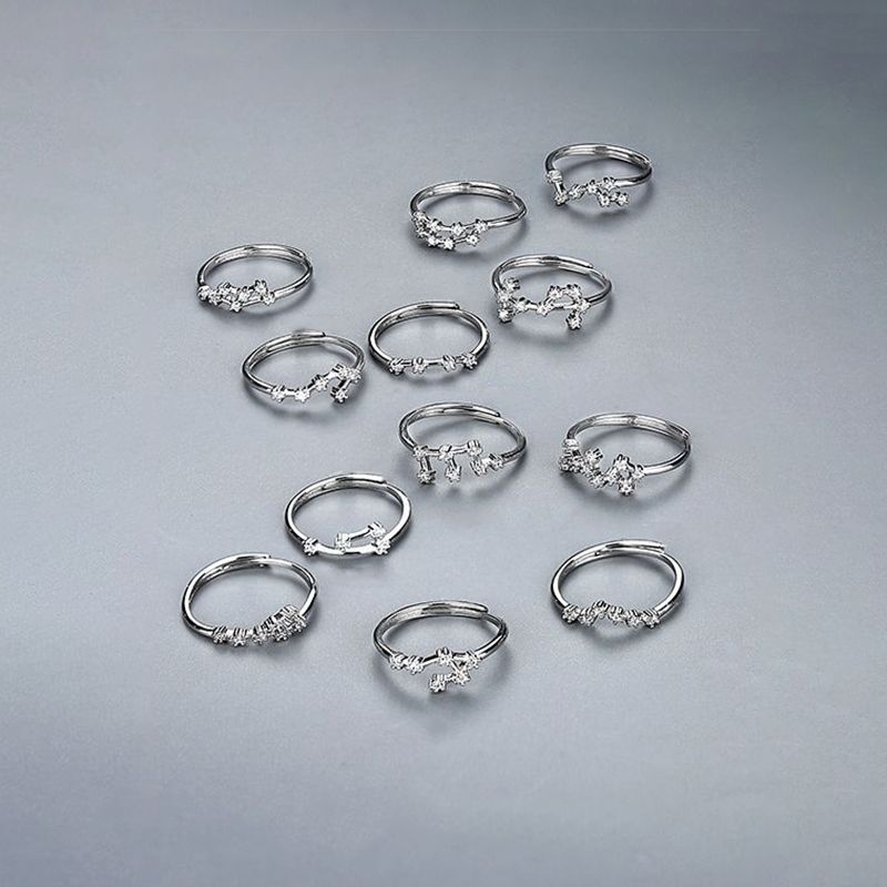 Einfacher Stil Konstellation Sterling Silber Inlay Zirkon Ringe