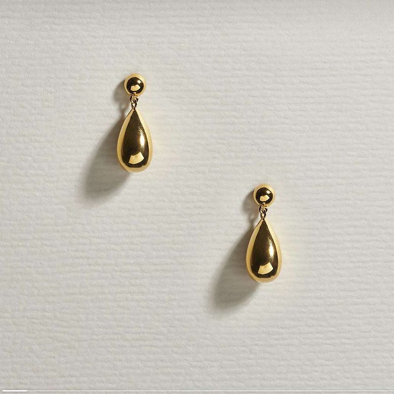 Fashion Solid Color Titanium Steel Water Drop Earrings 1 Pair