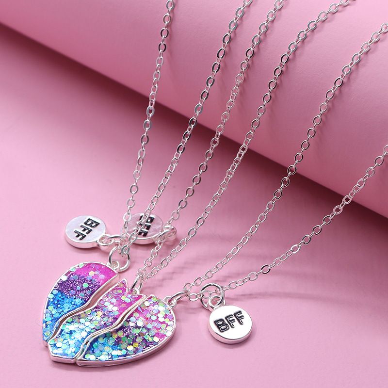 Simple Style Heart Shape Alloy Plating Girl's Necklace 3 Piece Set