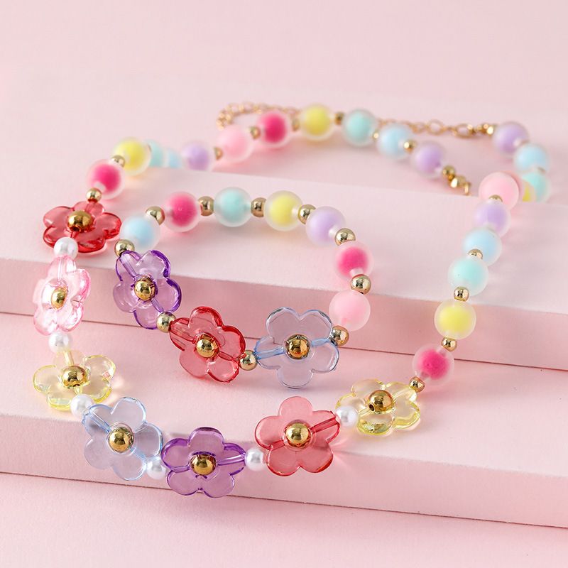 Sweet Flower Beaded Handmade Children Unisex Bracelets Necklace
