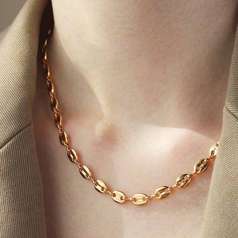 Mode Einfarbig Titan Stahl Vergoldet Armbänder Halskette 1 Stück