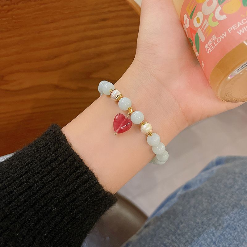 Simple Style Heart Shape Pink Crystal Handmade Women's Bracelets 1 Piece