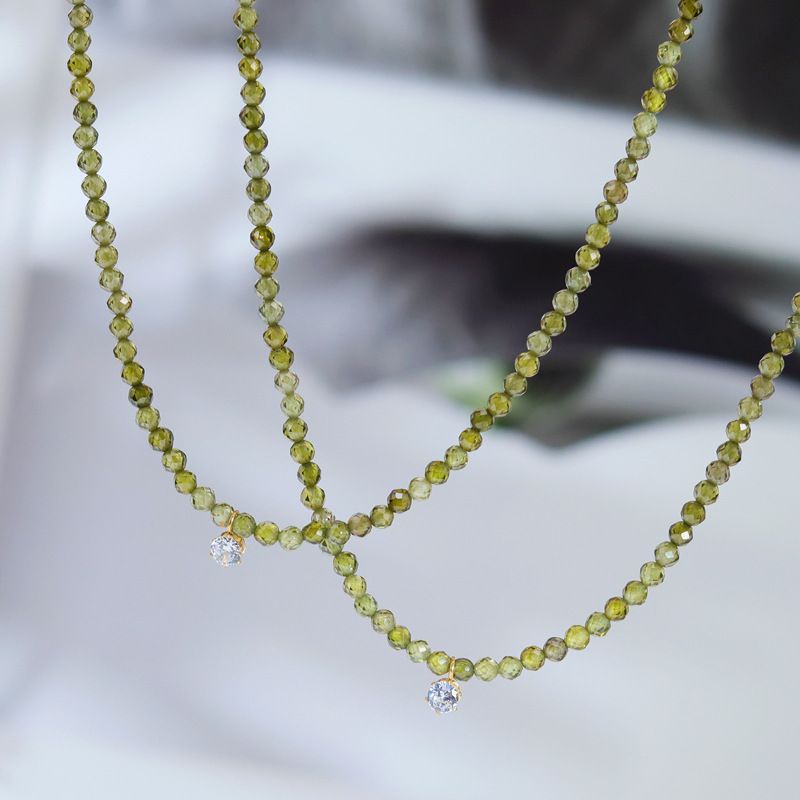 Fashion Geometric Titanium Steel Beaded Zircon Necklace