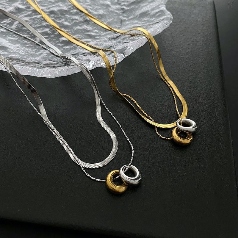 Simple Style Round Titanium Steel Plating Pendant Necklace