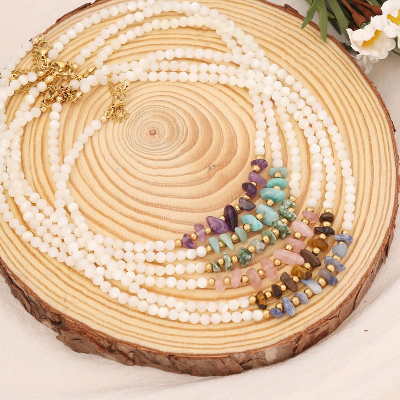 Original Design Printing Natural Stone Inlaid Shell Necklace 1 Piece
