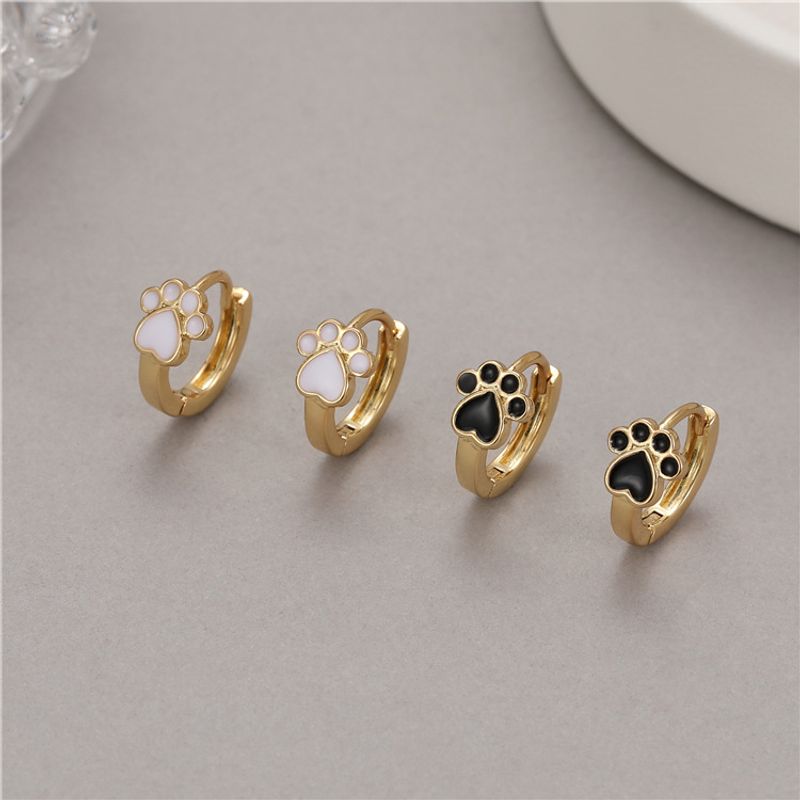 Cute Paw Print Copper Plating Earrings 1 Pair