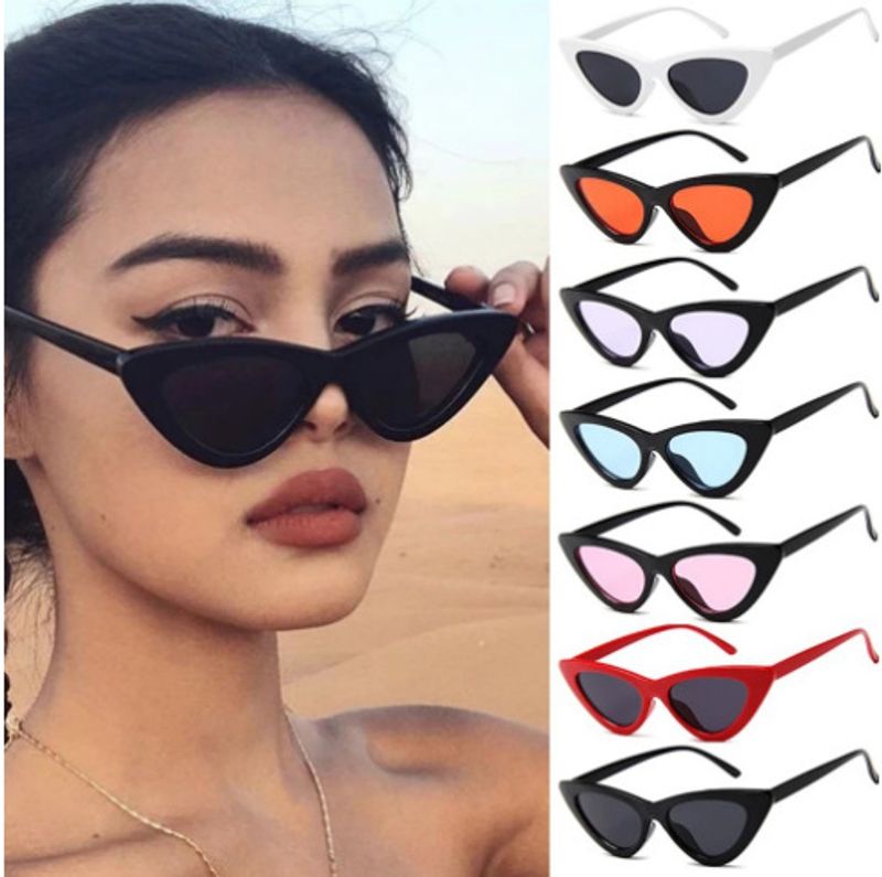 Mode Couleur Unie Ca Oeil De Chat Plein Cadre Femmes De Lunettes De Soleil