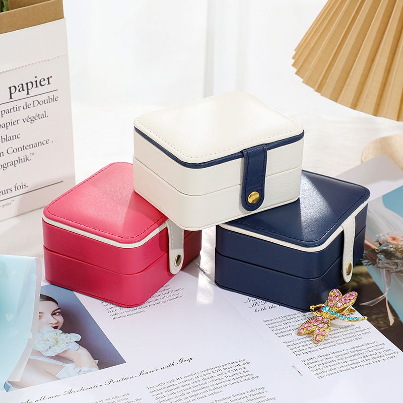 1 Piece Fashion Color Block Plastic Pearl Velvet Napa Texture Jewelry Boxes