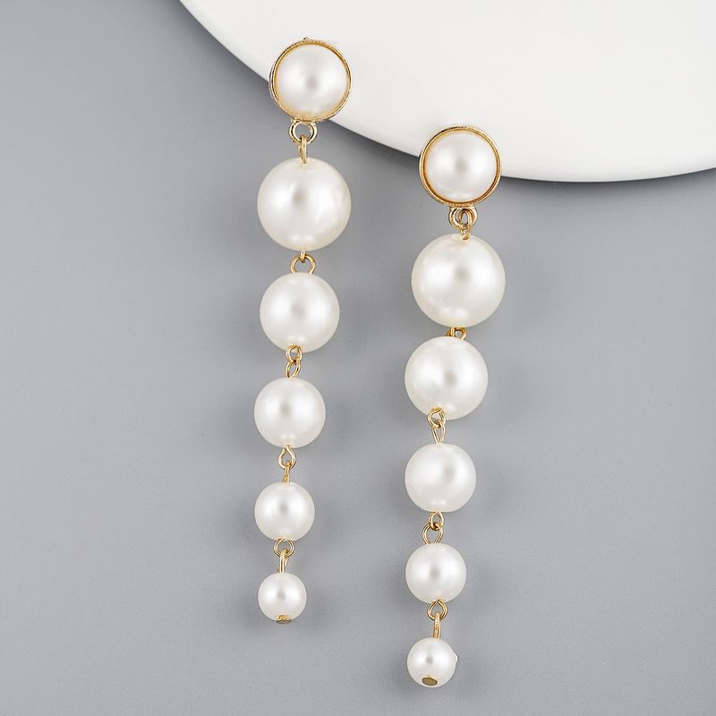 1 Pair Fashion Round Imitation Pearl Alloy Women's Drop Earrings