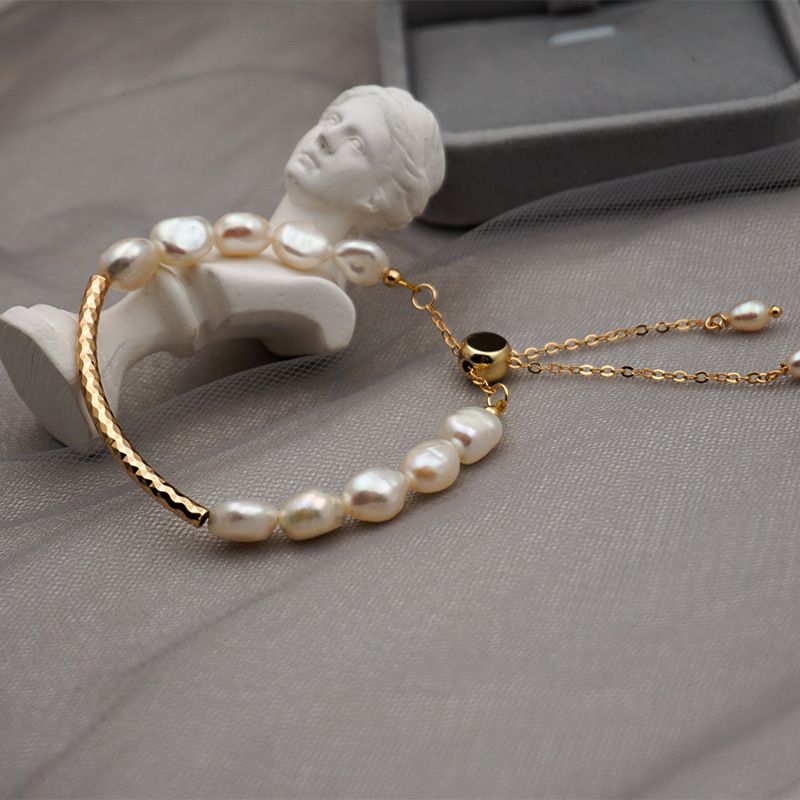 Mode Irregulär Perle Titan Stahl Kupfer Armbänder 1 Stück