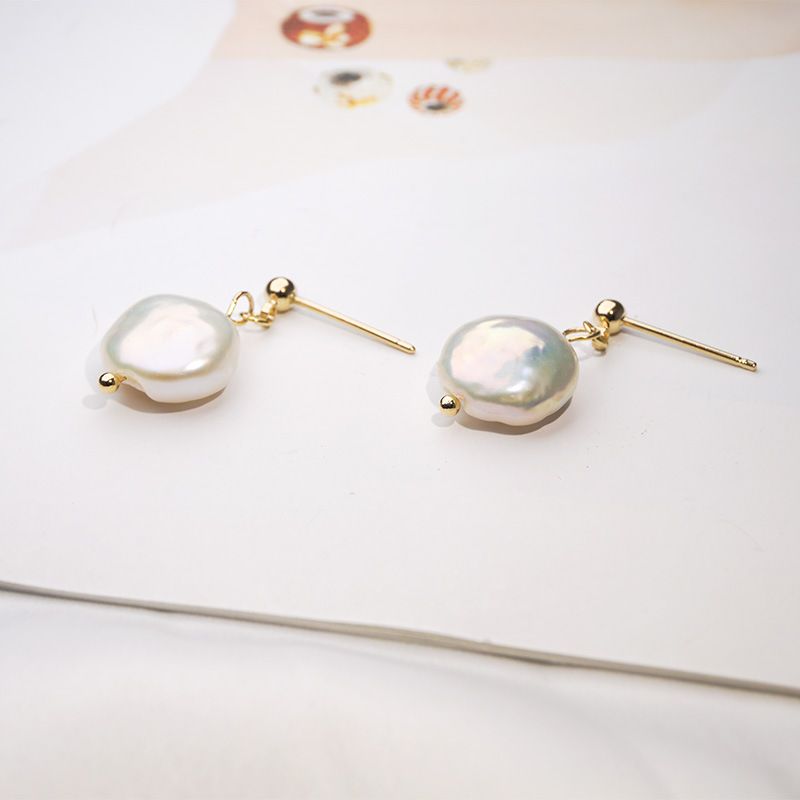 Simple Style Round Pearl Drop Earrings 1 Pair