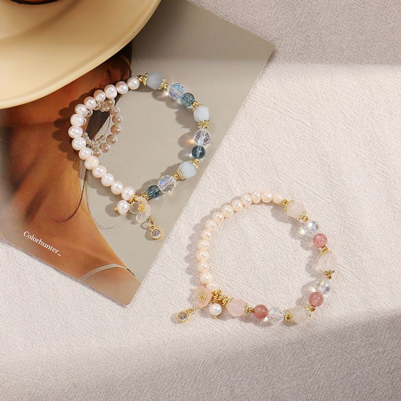 Sucré Géométrique Cristal Artificiel Perle Perlé Bracelets