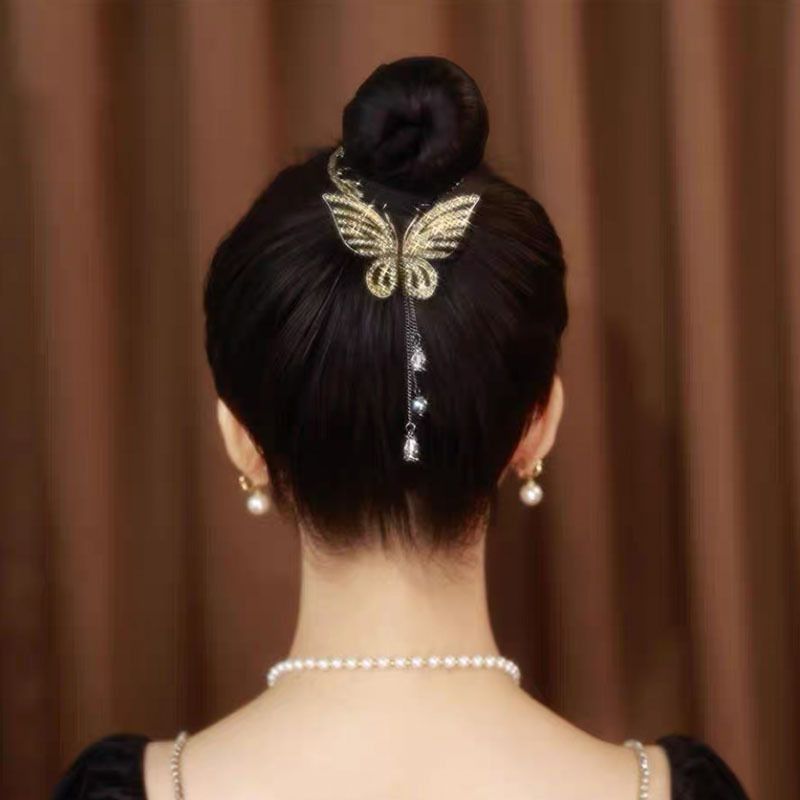 Fashion Butterfly Alloy Tassel Butterfly Artificial Gemstones Artificial Pearls Hair Buckle