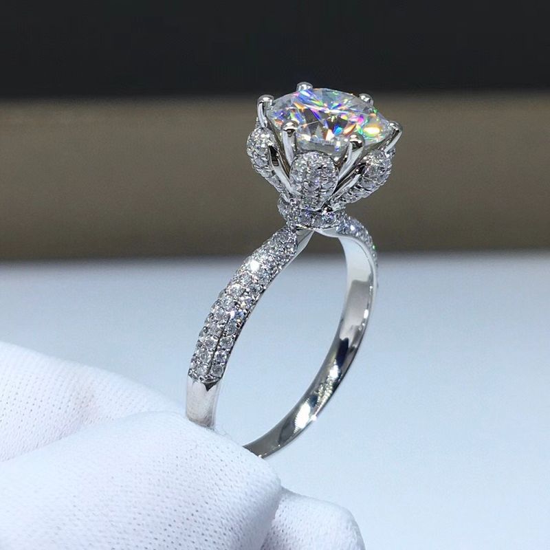 Mode Style Simple Géométrique Argent Sterling Diamant Diamant Artificiel Anneaux