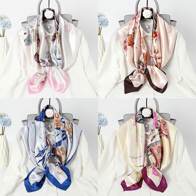 Women's Fashion Flower Chiffon Printing Silk Scarves