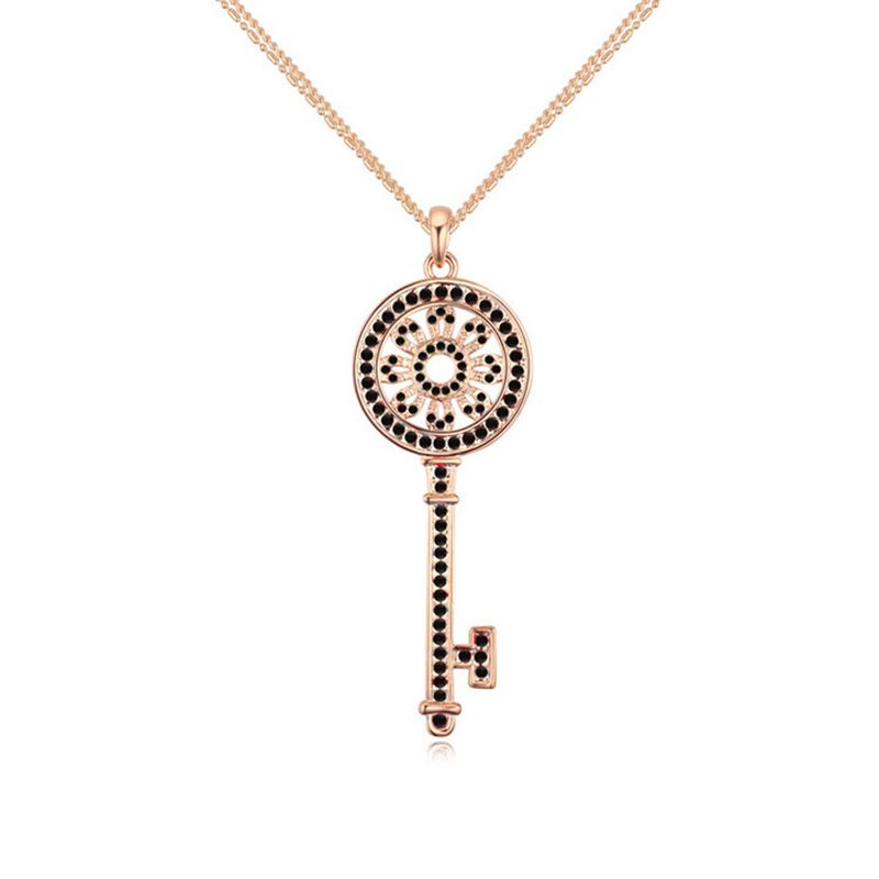 1 Piece Fashion Key Alloy Plating Hollow Out Inlay Crystal 18k Gold Plated Women's Pendant Necklace