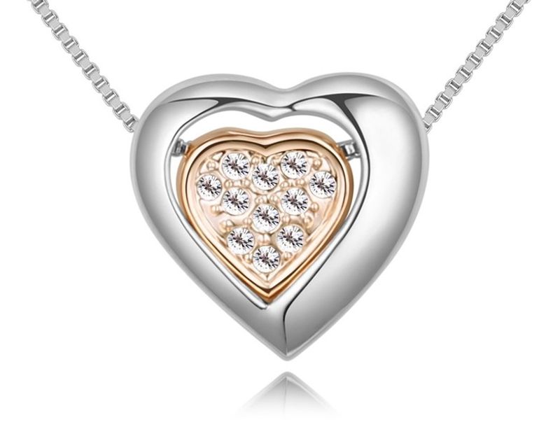 1 Pieza Estilo Simple Forma De Corazón Aleación Enchapado Diamantes De Imitación Chapado En Oro Mujeres Collar Colgante