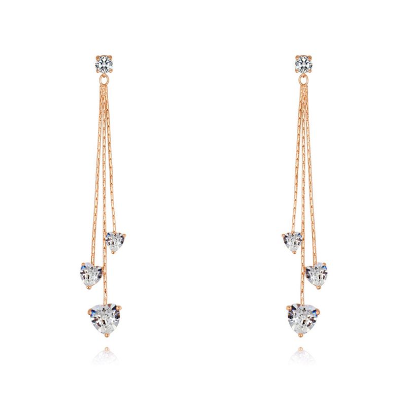 Casual Tassel Copper Plating Zircon Drop Earrings 1 Pair