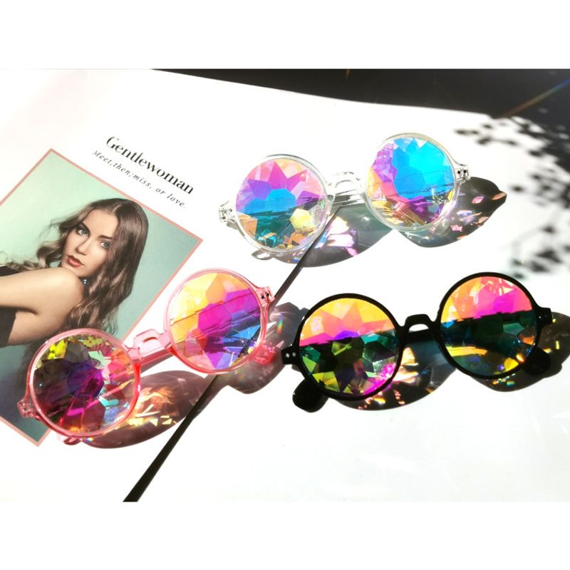 Fashion Color Block Resin Round Frame Full Frame Women's Sunglasses