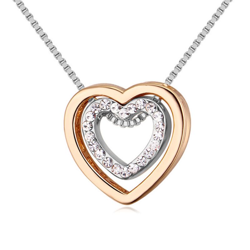 1 Piece Simple Style Heart Shape Alloy Plating Hollow Out Inlay Gold Plated Women's Necklace