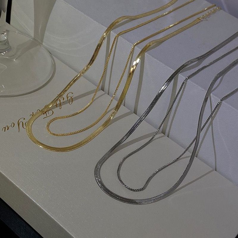 Ins-stil Einfarbig Titan Stahl Überzug Geschichtete Halskette 1 Stück