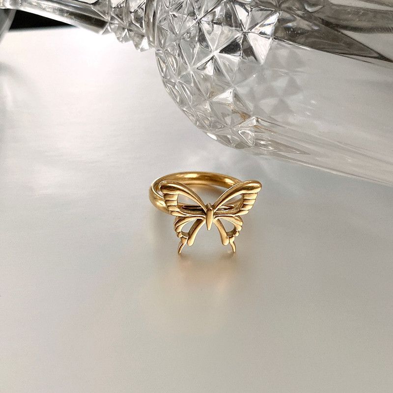 Ins-stil Schmetterling Titan Stahl Polieren Ringe 1 Stück