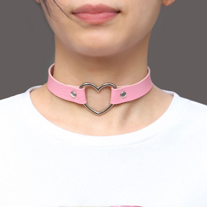 1 Piece Fashion Heart Shape Pu Leather Alloy Plating Women's Choker