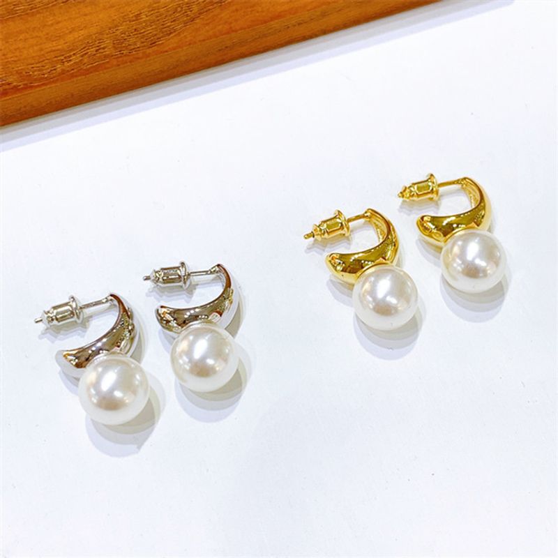 1 Paar Einfacher Stil C-form Patchwork Perle Ohrringe