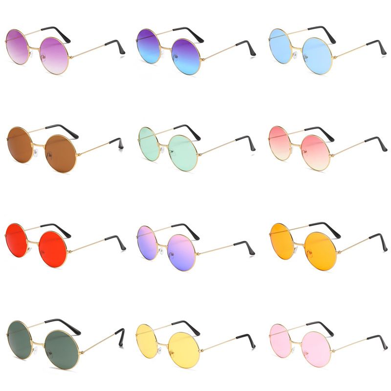 Punk Streetwear Solid Color Ac Round Frame Full Frame Women's Sunglasses
