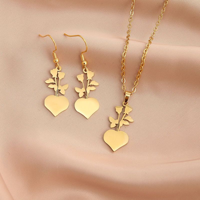 Fashion Heart Shape Stainless Steel Plating Drop Earrings 1 Piece 1 Pair