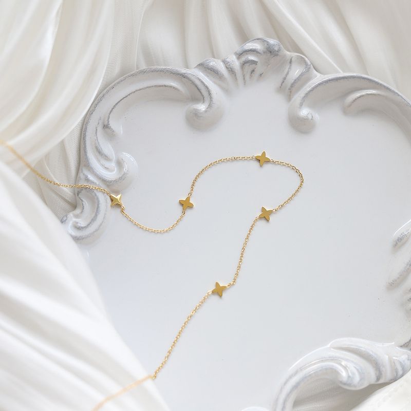 Einfacher Stil Vierblättriges Kleeblatt Titan Stahl Halskette