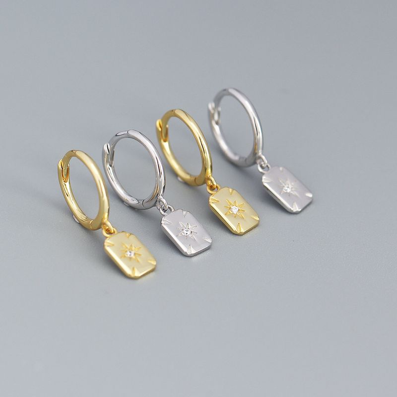 Mode Geometrisch Sterling Silber Überzug Zirkon Ohrringe 1 Paar