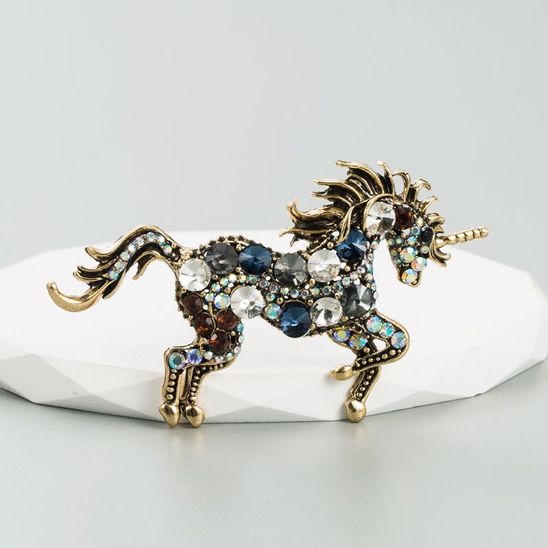 Fashion Horse Alloy Inlay Rhinestones Glass Unisex Brooches 1 Piece