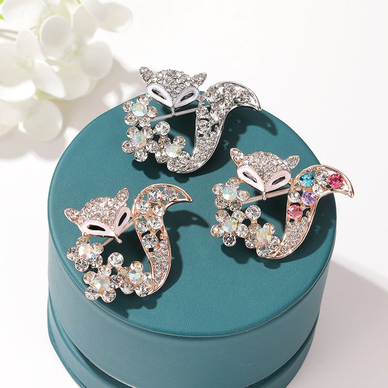 Cute Fox Alloy Plating Rhinestones Women's Brooches